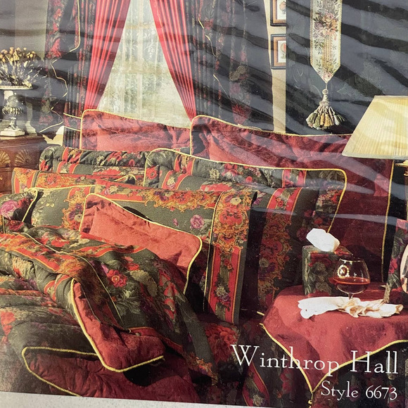 CROSCILL Queen Bed Skirt 14" Drop Kick Pleat Jade Winthrop Hall 6673 - Picture 5 of 5